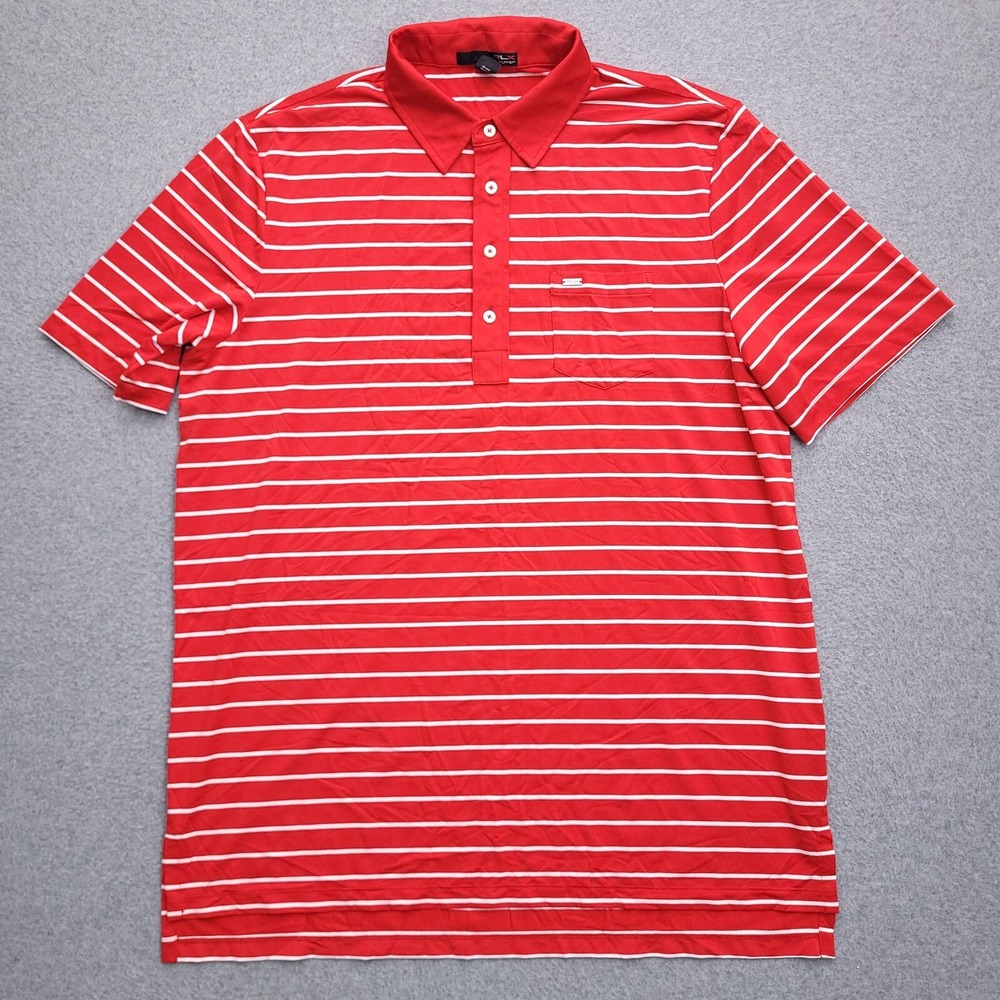 RLX Ralph Lauren Golf Polo Shirt XL Performance Golf Stretch Red Stripe Mens